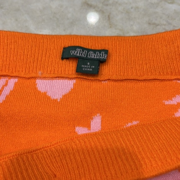 Wild Fable Sweater Knit‎ Mini Skirt | Pink + Orange Jacquard | Size Small - Picture 4 of 8